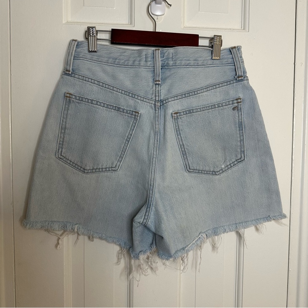 Madewell The Momjean Shorts Fitzgerald Wash Light Raw Edge High Waist Button 25 - Picture 5 of 8
